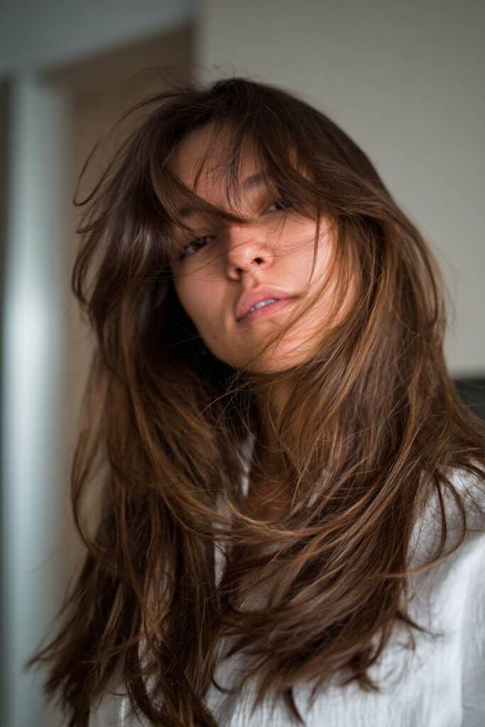 Feathered long layers with front bangs