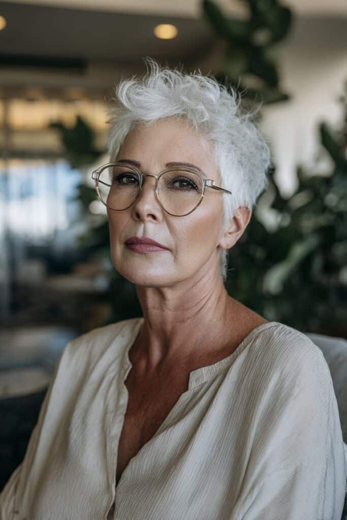 Feathered pixie hairstyle designed for fine hair