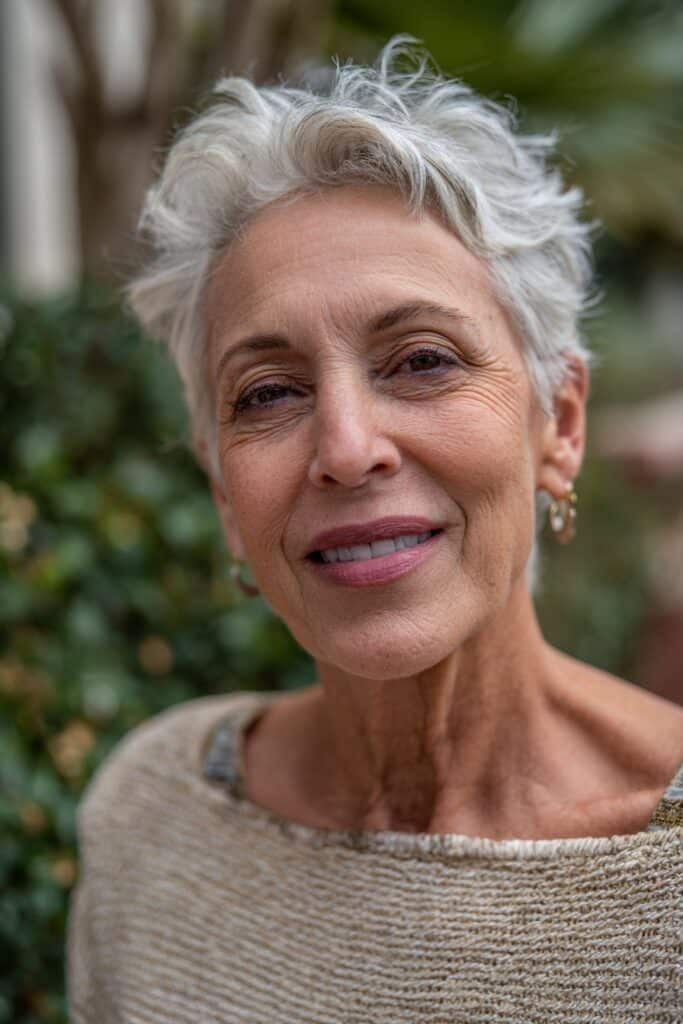 Feathered shag haircut for over 60, easy wash and wear style