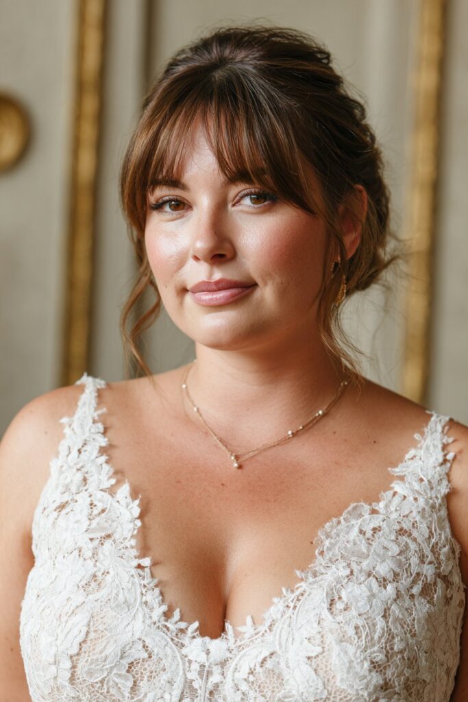 Layered haircut with flicked bangs for women