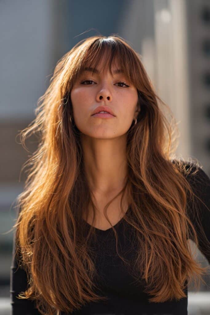 Graduated long bob haircut with stacked back layers