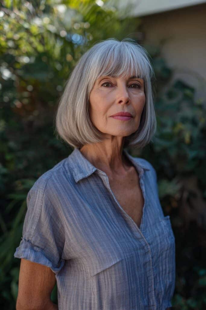 Layered bob with side bangs sassy hairstyle for older women