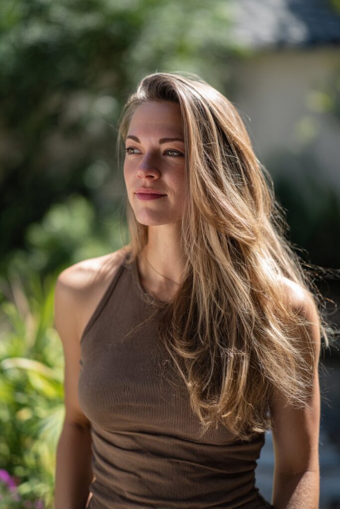 Layered long bob haircut adding volume and movement