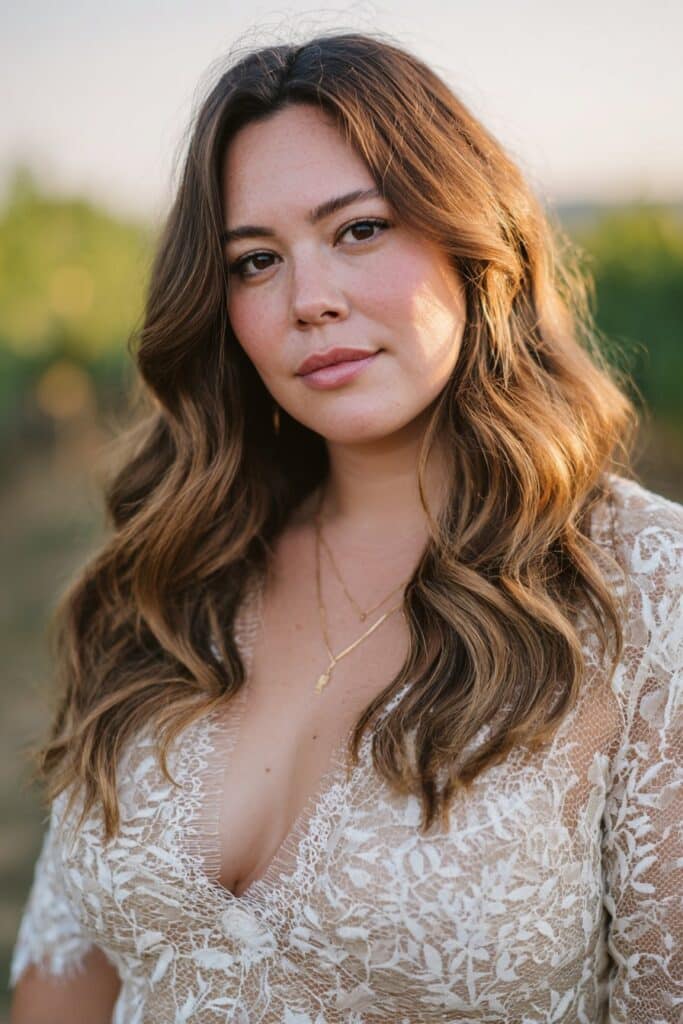 Long hair with balayage highlights for women