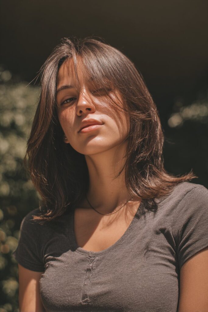 Long bob with face-framing layers around the cheeks