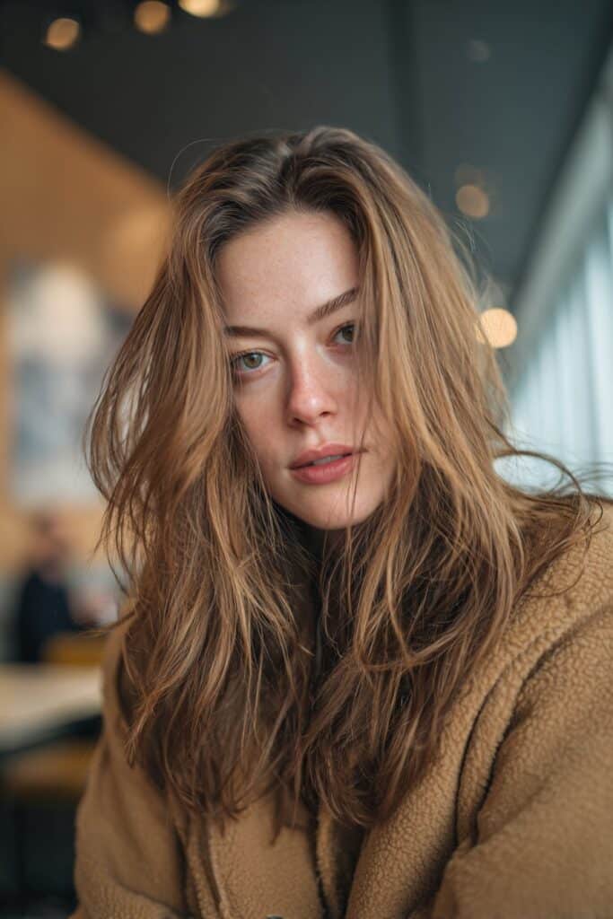 Long bob with ombre highlights and soft layers