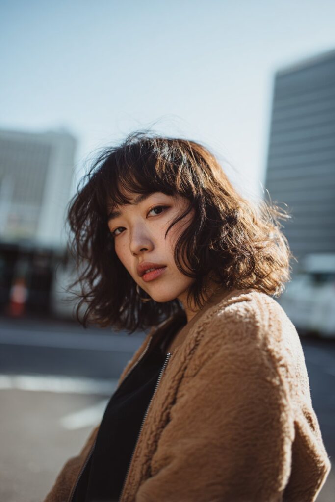 Long shag haircut with piece-y bangs and layered texture
