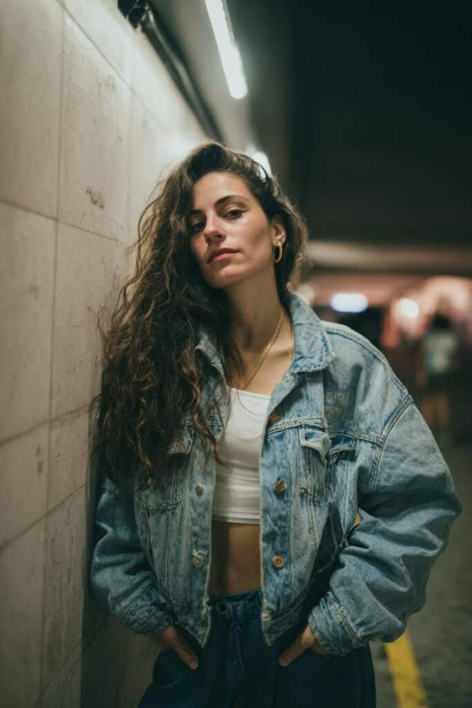 Messy locks hairstyle for female biker effortless style