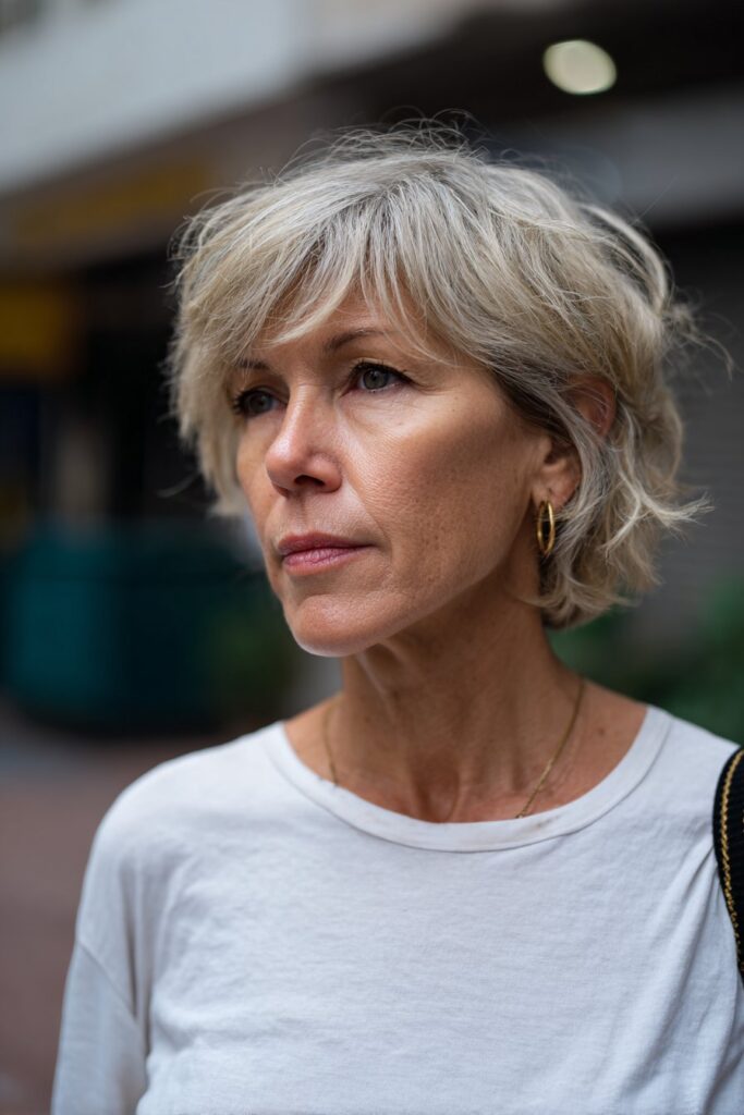 Messy pixie bob sassy hairstyle for older women