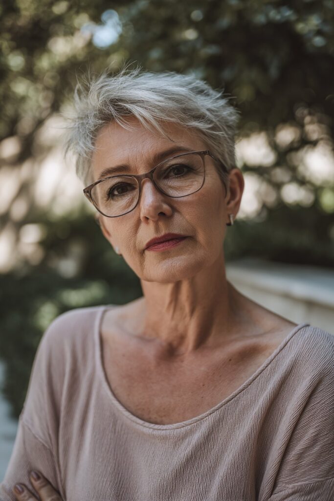 Messy pixie hairstyle with tousled texture