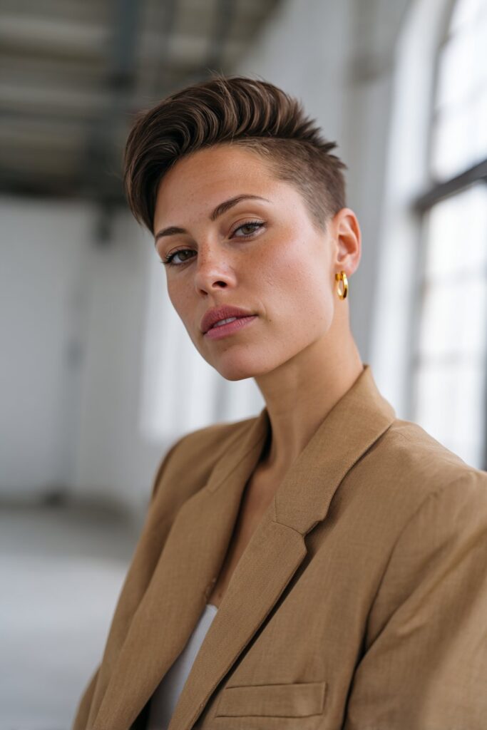 Pompadour-style faux hawk.