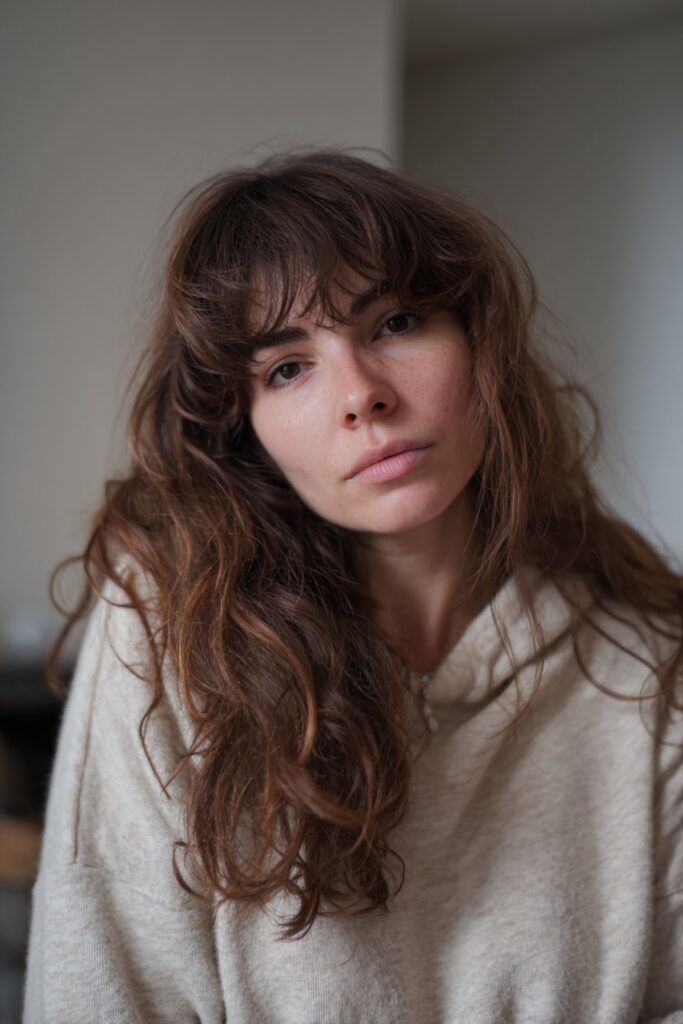 Shaggy long layers with eye-grazing fringe
