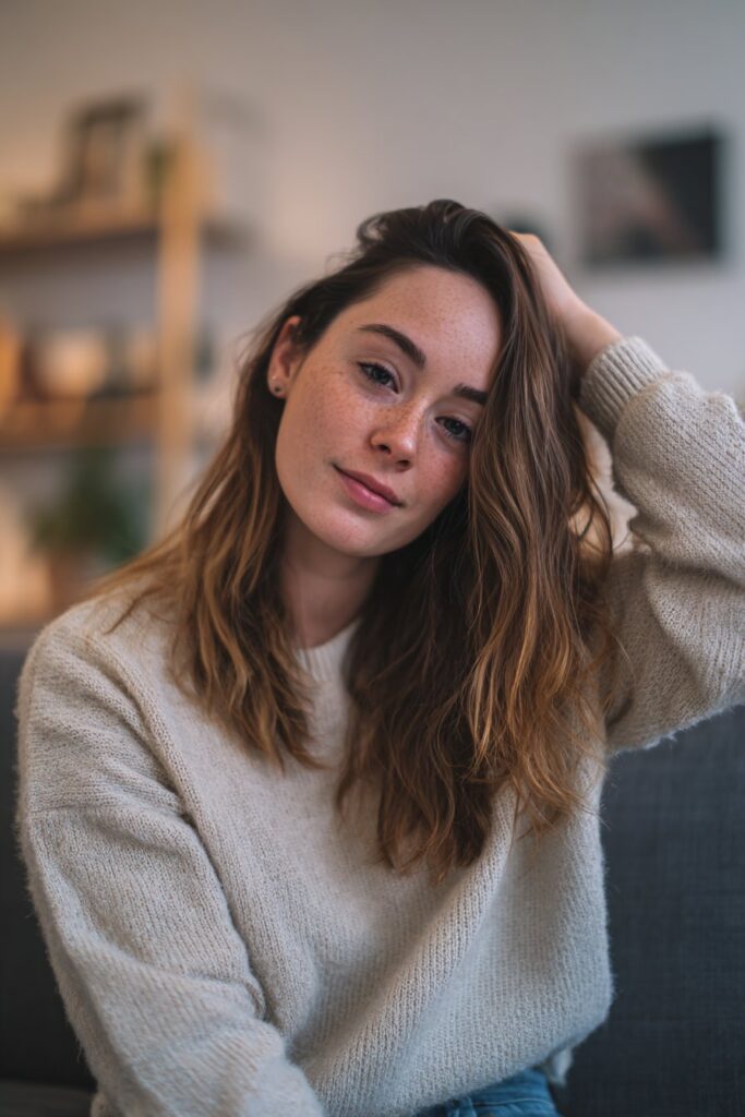 Shaggy long bob with textured messy layers