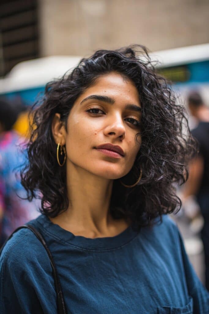 Shaglio curly shag haircut with layered texture