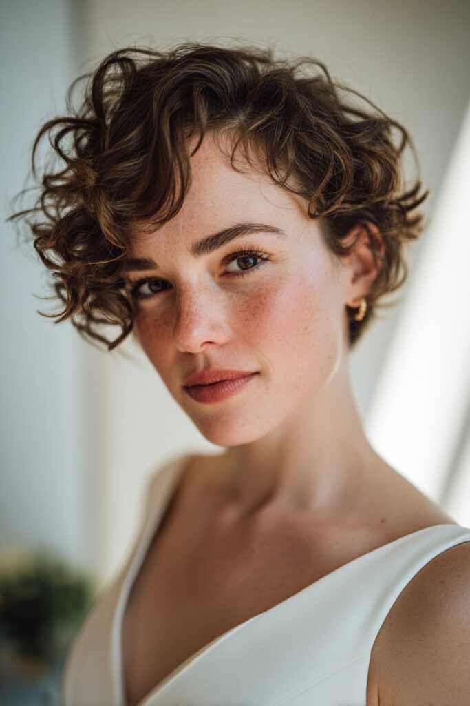 15 Stunning Messy Curly Updo Hairstyles for Weddings 15 Short curly updo with defined curls