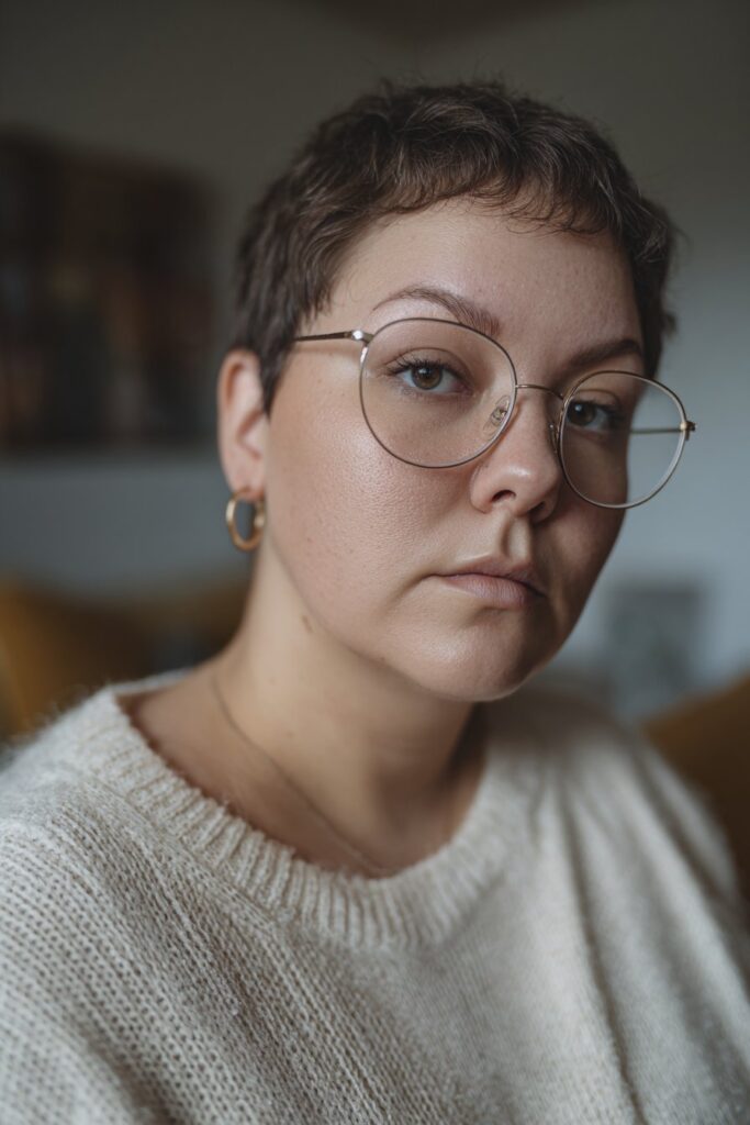 Short wispy bob hairstyle for women.