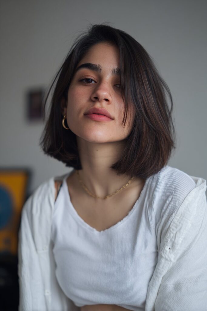 15 Stunning Side Part Curtain Bangs for Straight Hair 5 Straight hair with side-part curtain bangs and flipped ends