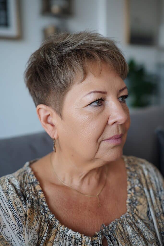 Side-swept pixie haircut for short hair