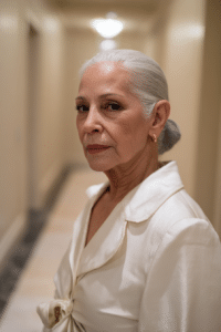 Silver Hair in a Low Bun