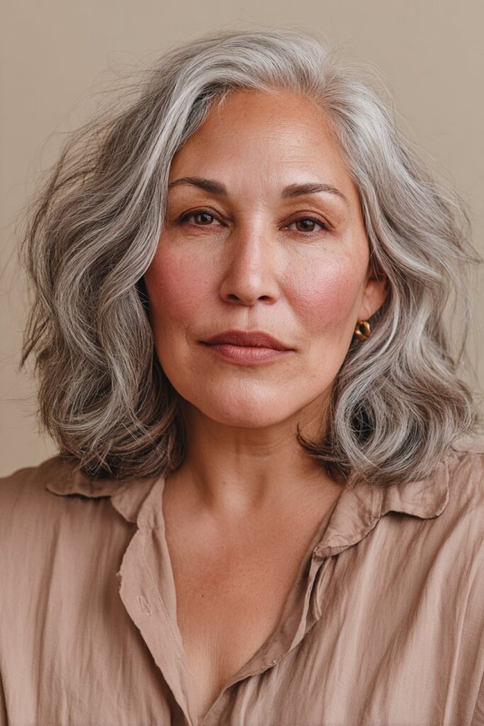 Soft layered lob haircut for short to medium hair