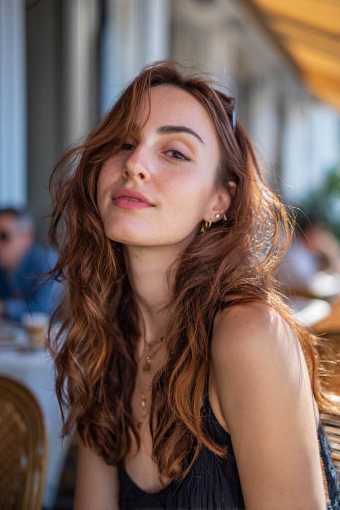 Soft wavy shoulder-length haircut for women.