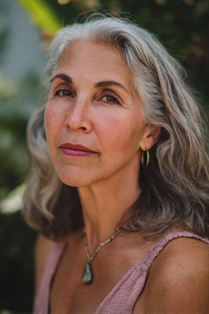 Soft wavy lob sassy hairstyle for older women