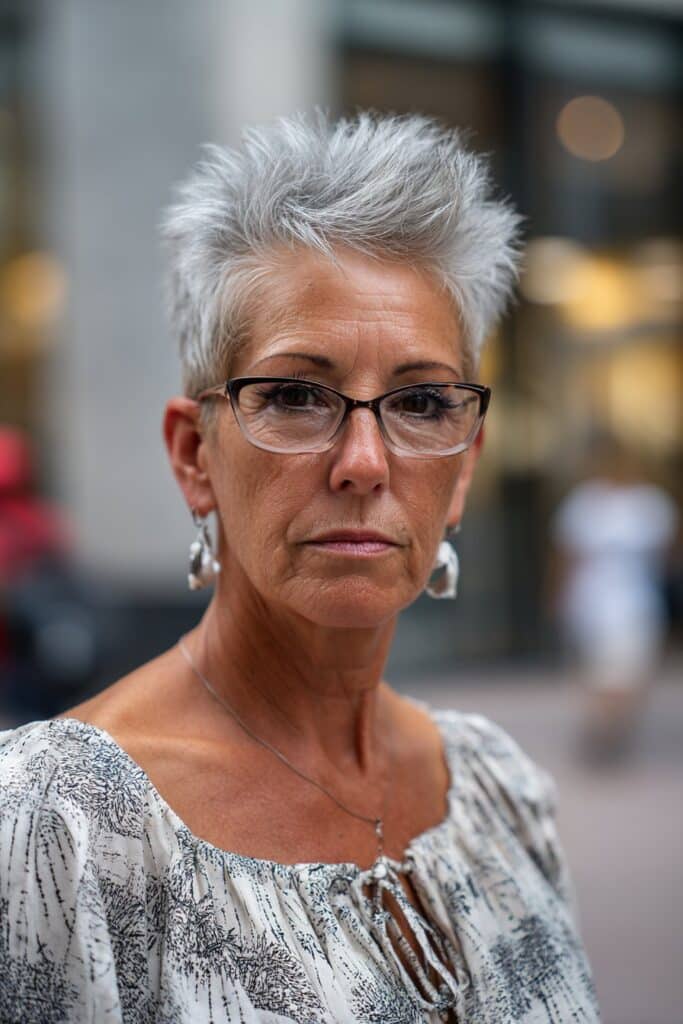 Spiky pixie hairstyle with textured layers