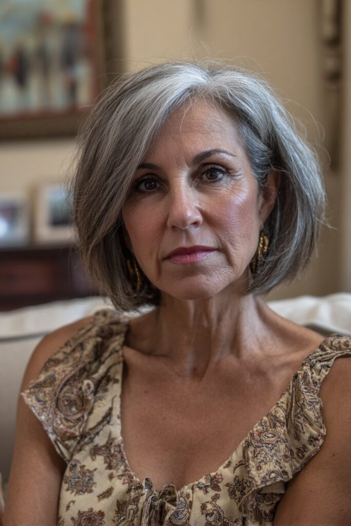 Stacked bob with volume sassy hairstyle for older women