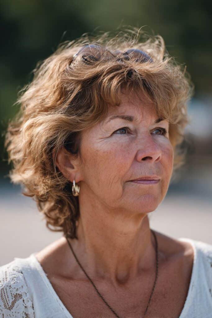 Tousled collarbone cut sassy hairstyle for older women