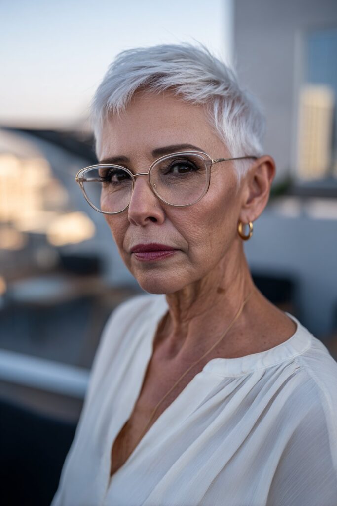 Undercut pixie haircut with short sides