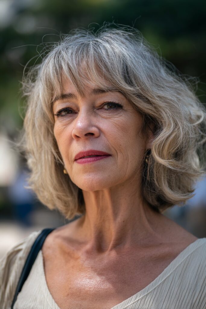 Wavy bob with peekaboo bangs soft old money hairstyle