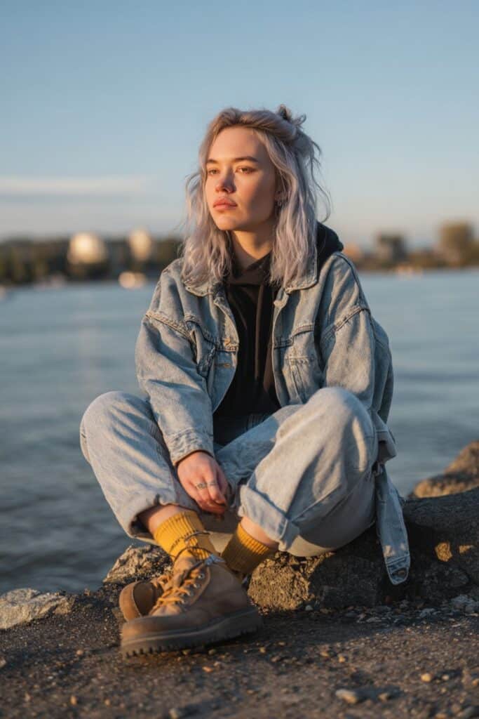 Ash blonde lowlights for gray and silver hair