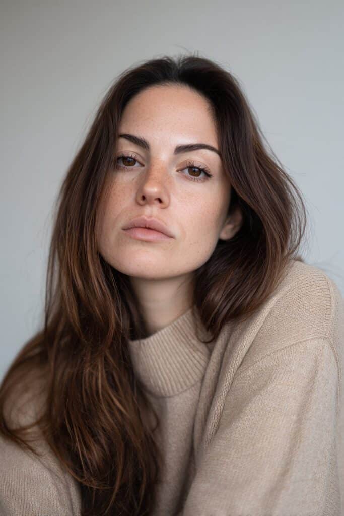 Ash brown hair color for hazel eyes and cool-toned skin