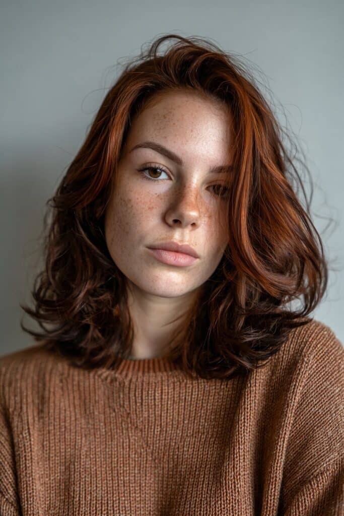 Auburn tiger eye hair color with warm undertones