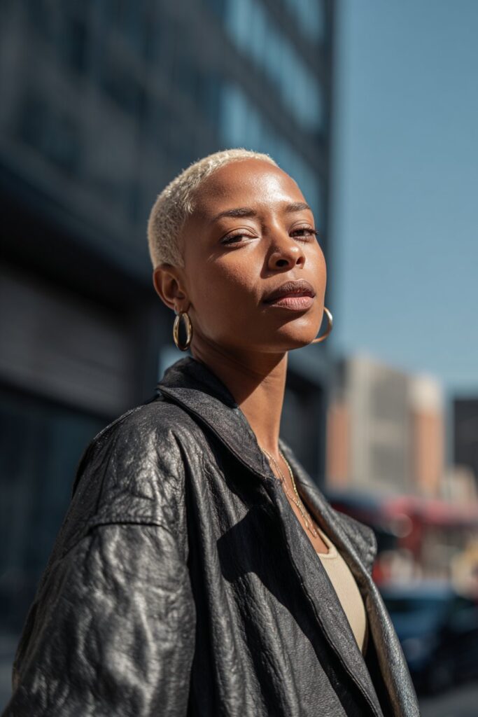 Blonde buzz cut for Black women, bold short haircut