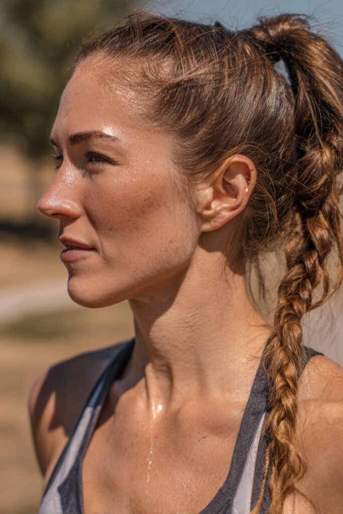 Braided ponytail running hairstyle for long hair