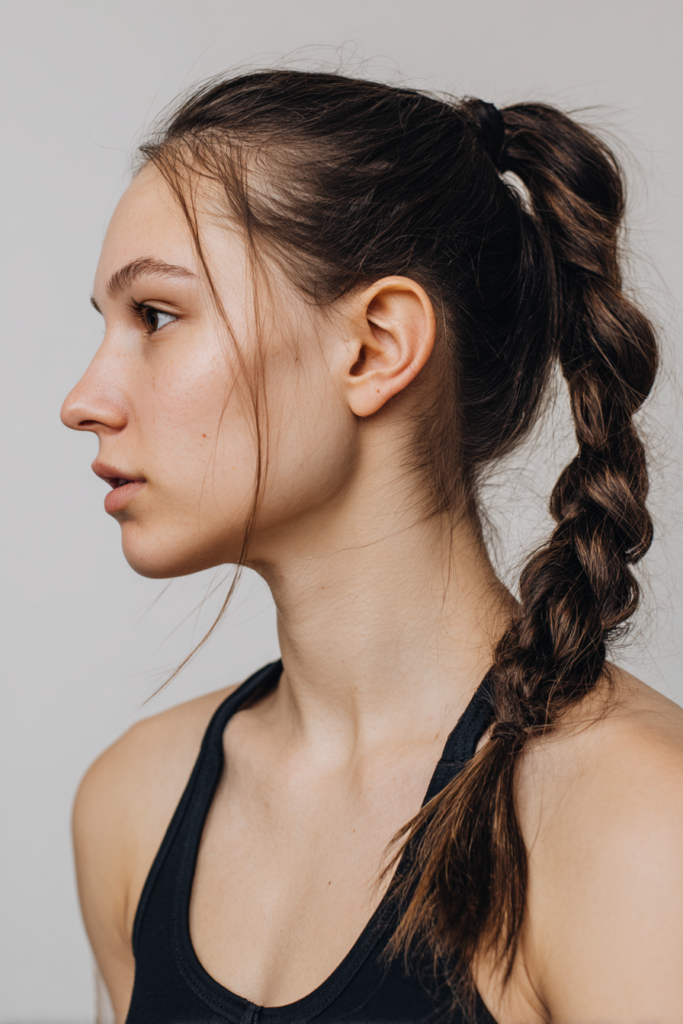 12 Best Sweat-Proof Hairstyles for Hot Weather 2 Braided ponytail sweat proof hairstyle