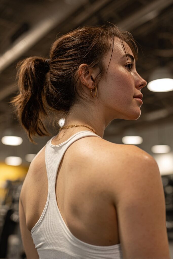 Bubble ponytail gym hairstyle for short hair