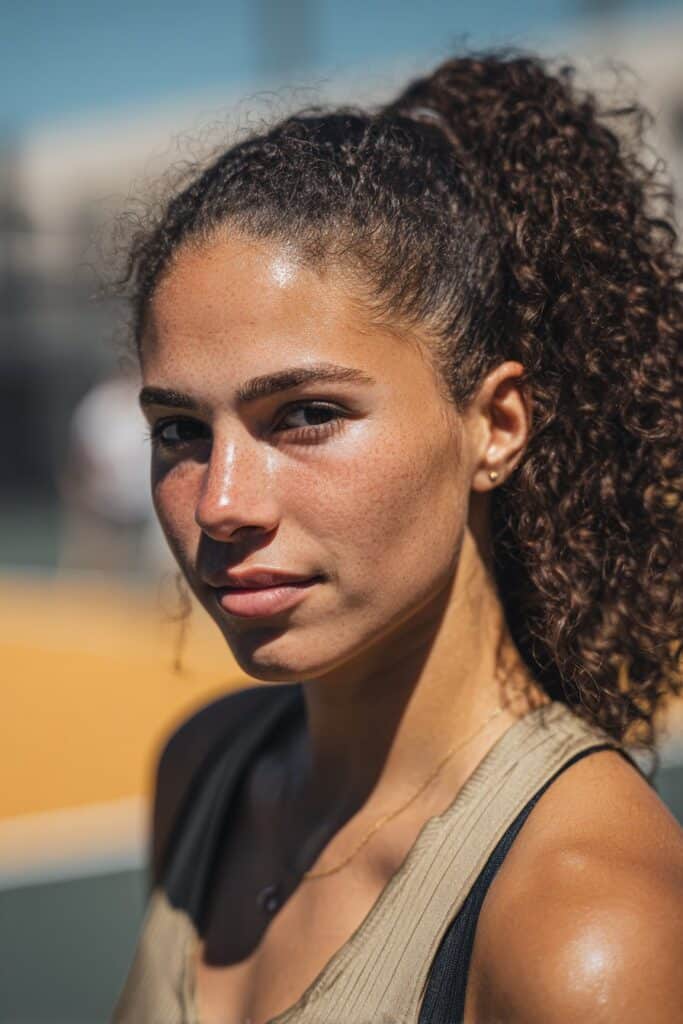 Bubble ponytail tennis hairstyle for long hair