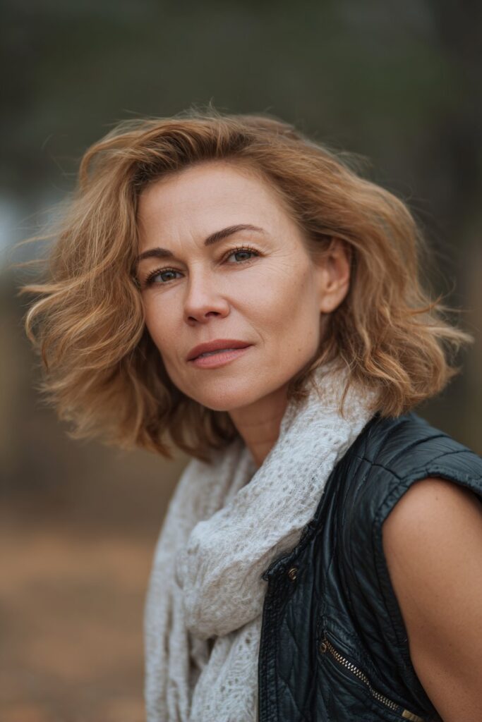 Chic bob with soft waves hairstyle for women over 40