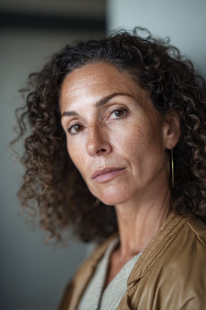 Curly bixie with textured ends hairstyle for women over 40