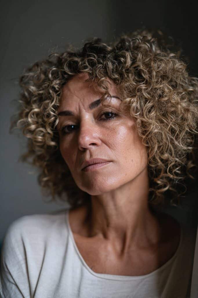 Curly bob with defined texture hairstyle for women over 40