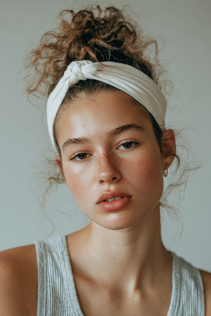 Double headband hold sweat proof hairstyle