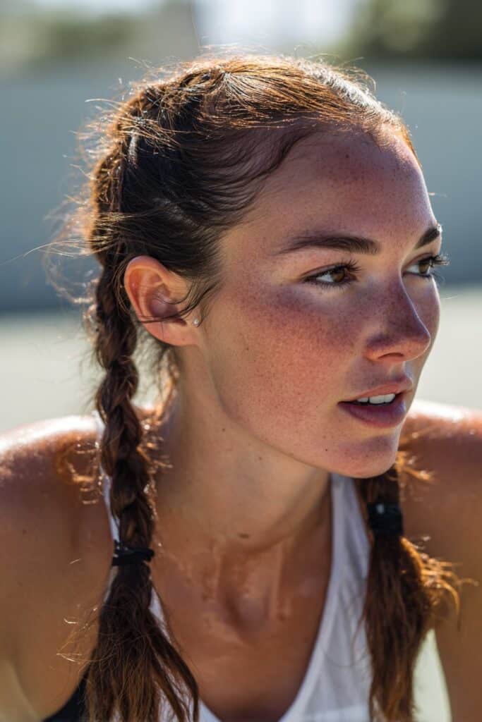 Double ponytails with twists tennis hairstyle