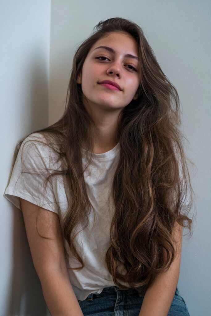 Face-framing lowlights for gray hair