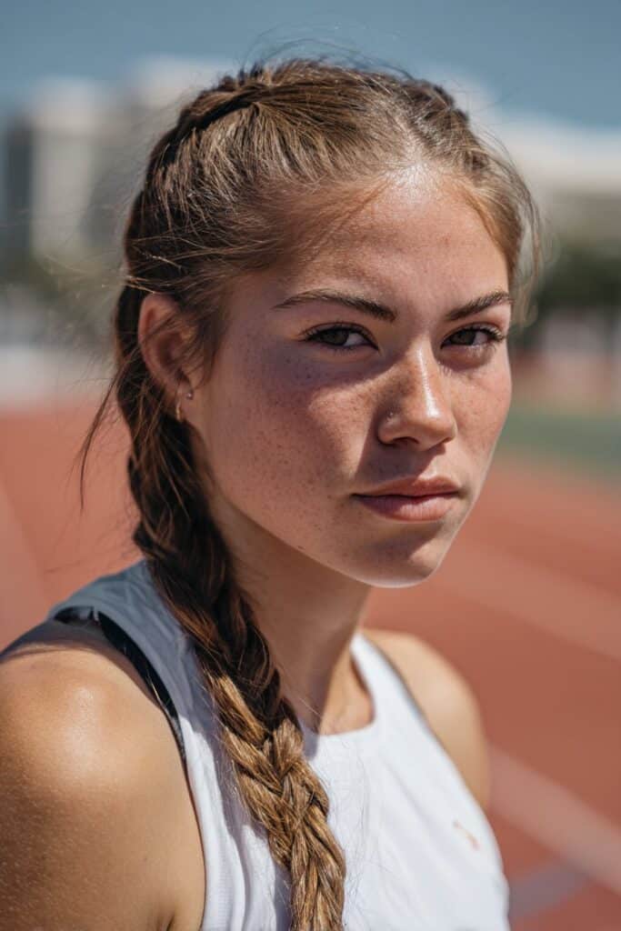 Fishtail braid track day hairstyle