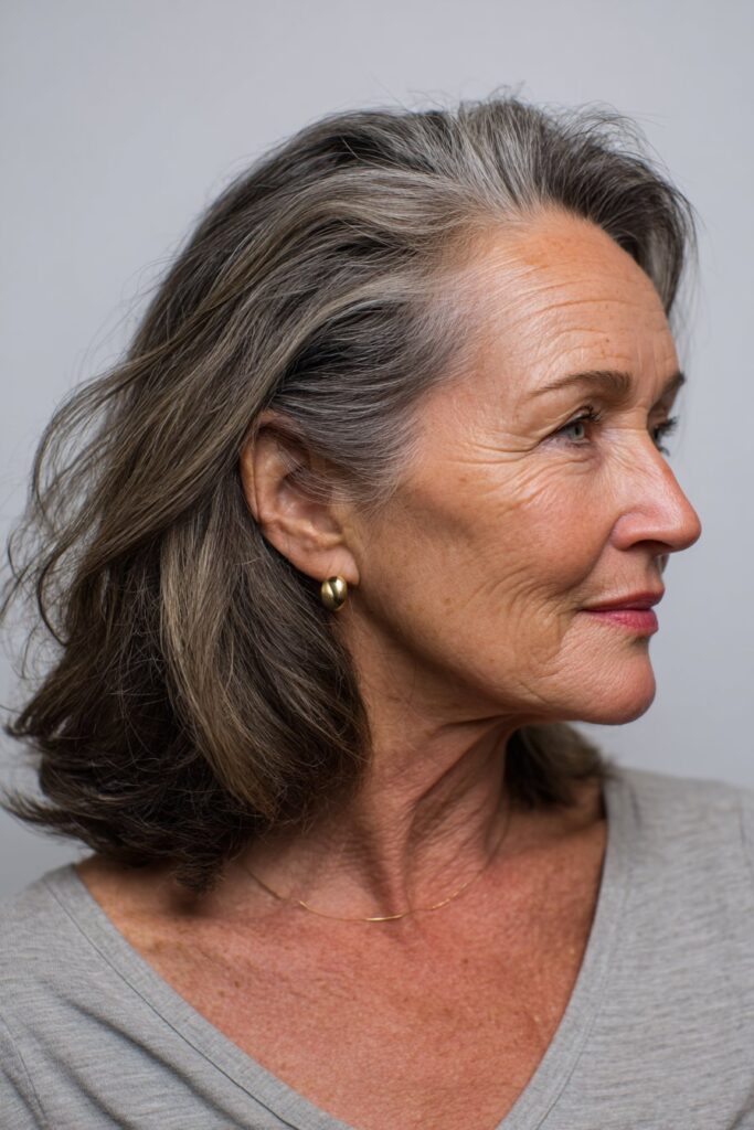 Gibson tuck easy hairstyle for older women with long hair