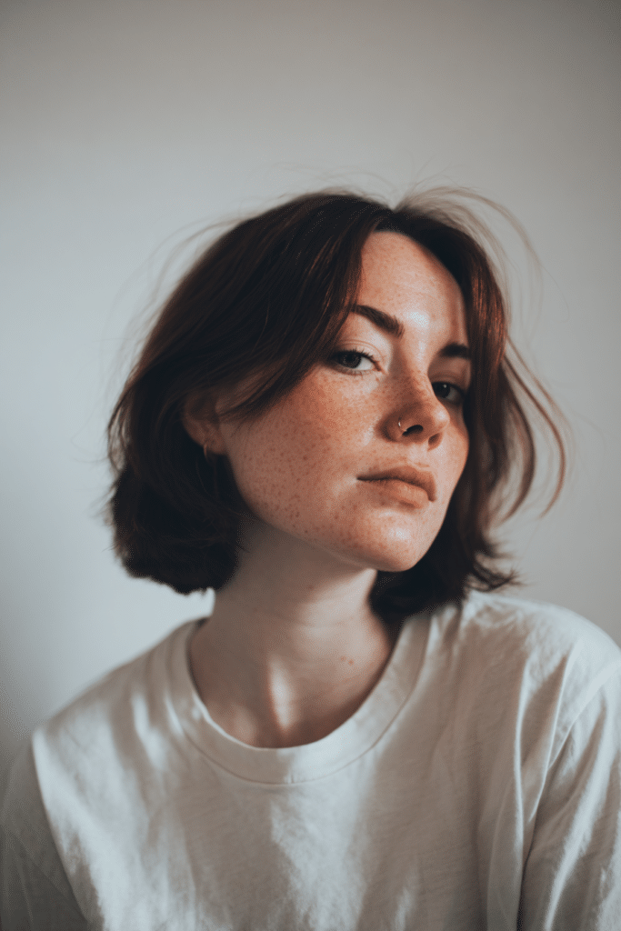 Half-up bob style sweat proof hairstyle