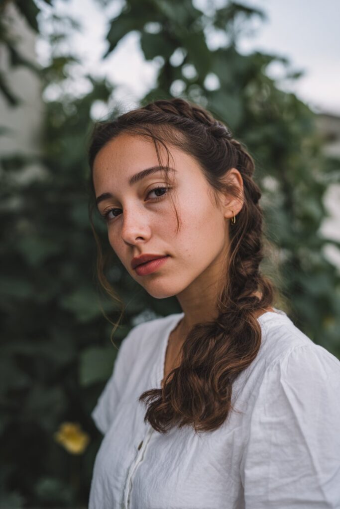 Half-up braided crown hairstyle idea you love