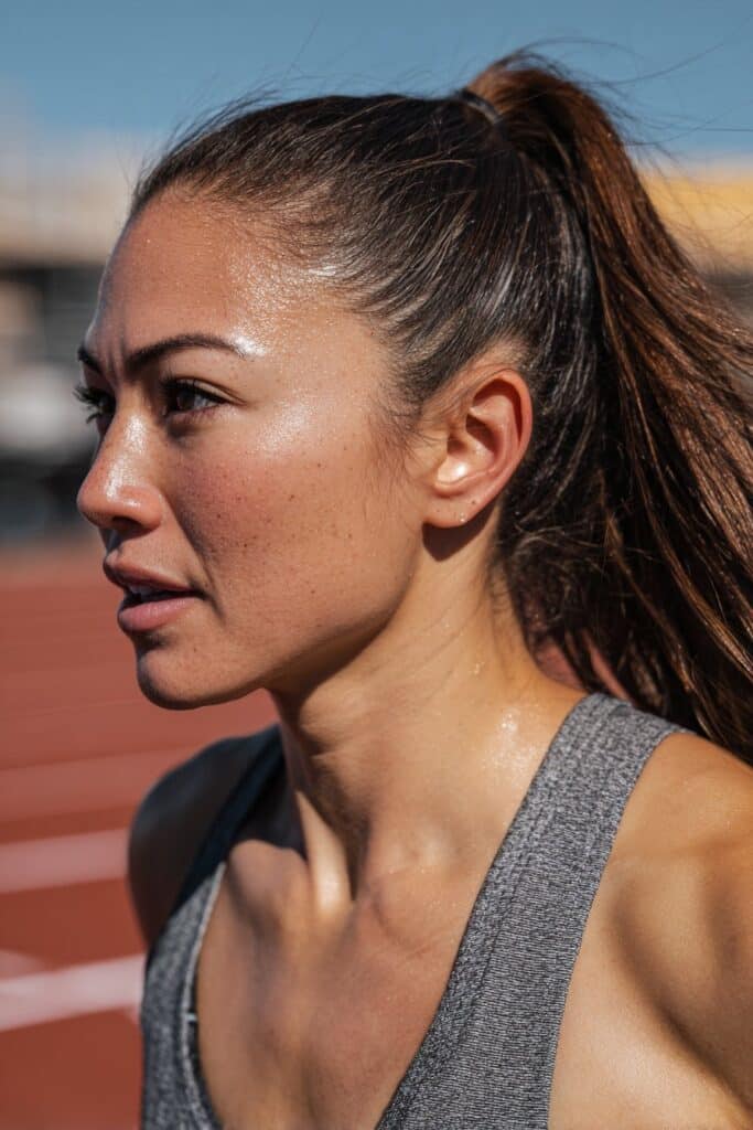 High ponytail running hairstyle for long hair